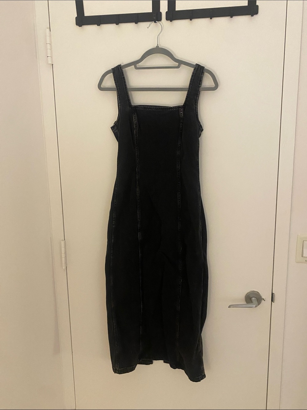 Abercrombie & Fitch Black Square-Neck Midi Dress